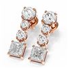 Image 3 : 4.5 ctw Princess Diamond Earrings 18K Rose Gold - REF-896X8A