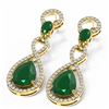 Image 3 : 9.85 ctw Emerald & Diamond Earrings 18K Yellow Gold - REF-263H6R