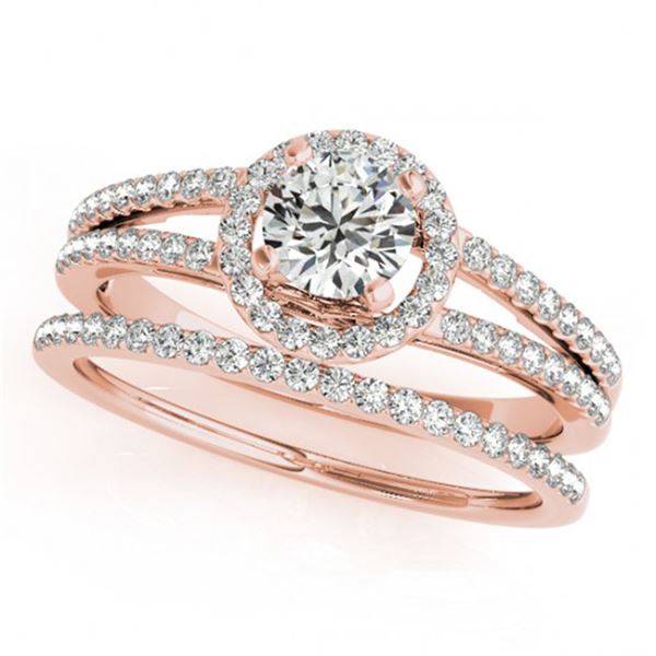 0.85 ctw Certified VS/SI Diamond 2pc Wedding Set Halo 14k Rose Gold - REF-111H8R