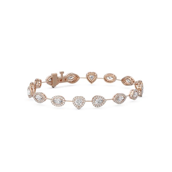 6.3 ctw Mix Cut Diamonds Designer Bracelet 18K Rose Gold - REF-891Y8X