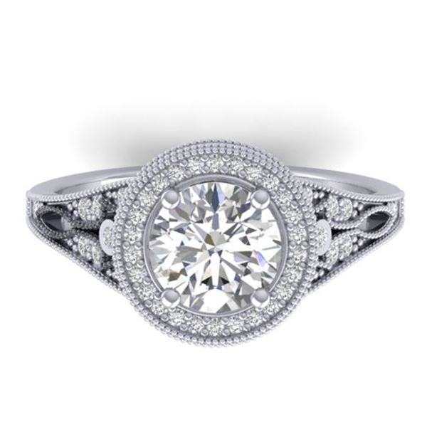 2.2 ctw Certified VS/SI Diamond Art Deco Micro Halo Ring 14k White Gold - REF-460H3R