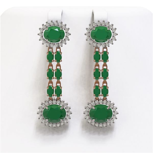 13.28 ctw Emerald & Diamond Earrings 14K Rose Gold - REF-236F4M