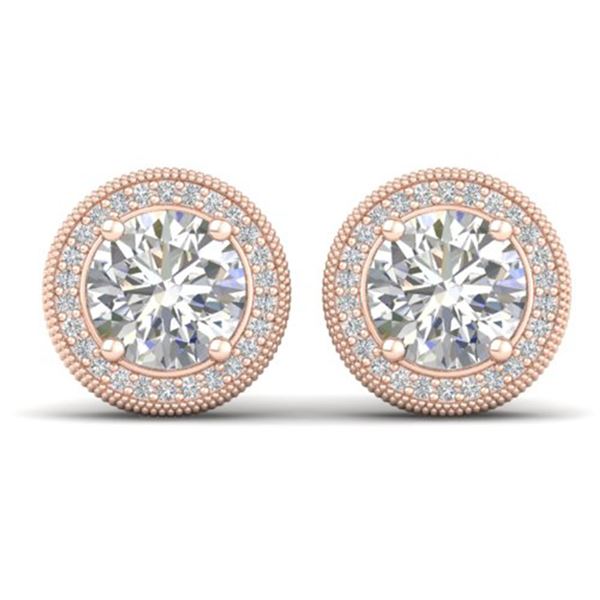 4 ctw Certified VS/SI Diamond Art Deco Stud Earrings 18K Rose Gold - REF-902Y3X