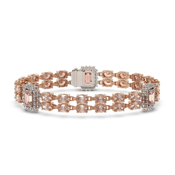 16.85 ctw Morganite & Diamond Bracelet 14K Rose Gold - REF-324K4Y