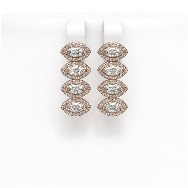 4.52 ctw Marquise Cut Diamond Micro Pave Earrings 18K Rose Gold - REF-381F8M