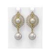 Image 1 : 5 ctw Diamond & Pearl Earrings 18K Yellow Gold - REF-350H5R