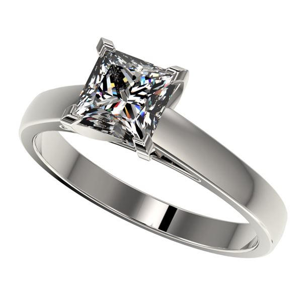 1.25 ctw Certified VS/SI Quality Princess Diamond Ring 10k White Gold - REF-304K6Y