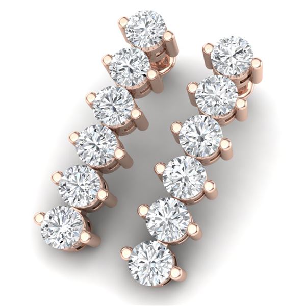 3 ctw Certified VS/SI Diamond Earrings 18K Rose Gold - REF-277X5A