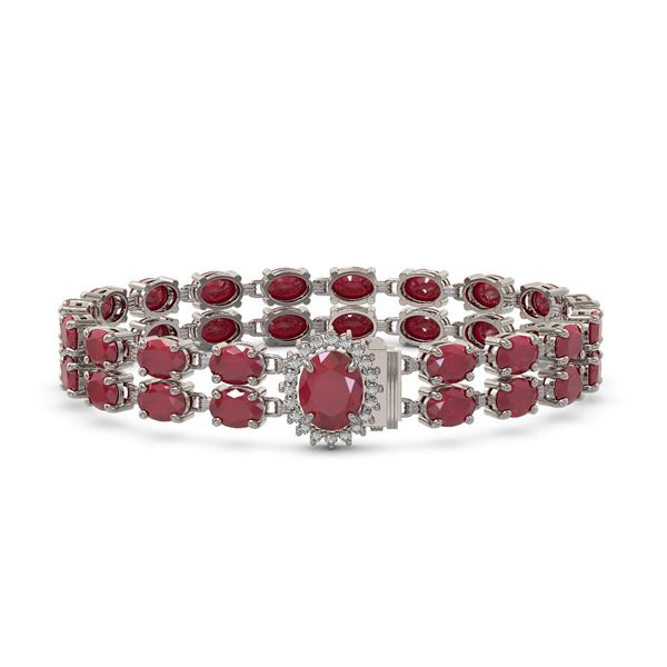30.12 ctw Ruby & Diamond Bracelet 14K White Gold - REF-336W4H