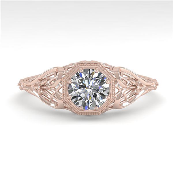 0.50 ctw VS/SI Diamond Engagment Ring Art Deco 18k Rose Gold - REF-104N8F
