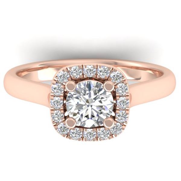 1.01 ctw Certified VS/SI Diamond Solitaire Halo Ring 14k Rose Gold - REF-182K9Y