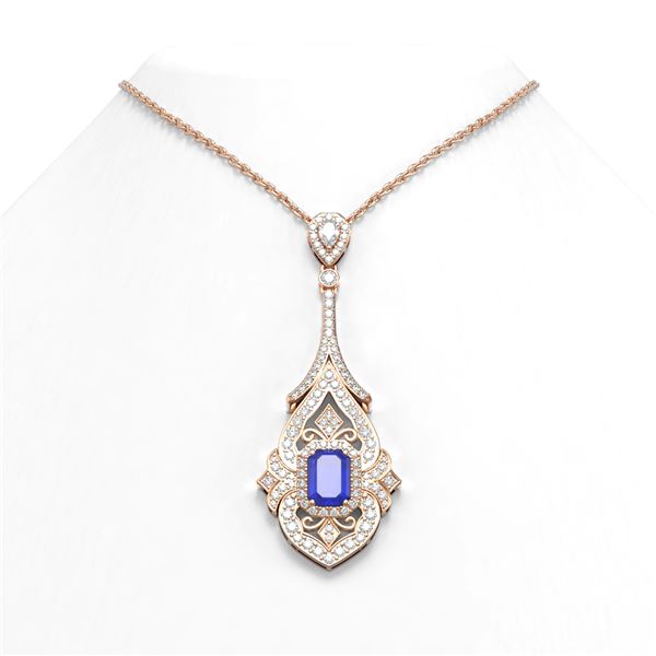 10.47 ctw Sapphire & Diamond Necklace 18K Rose Gold - REF-525K5Y