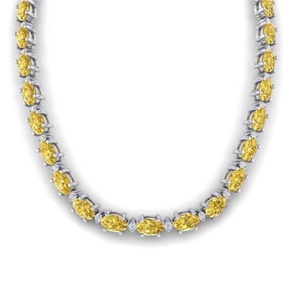 46.5 ctw Citrine & VS/SI Diamond Eternity Necklace 10k White Gold - REF-245W5H