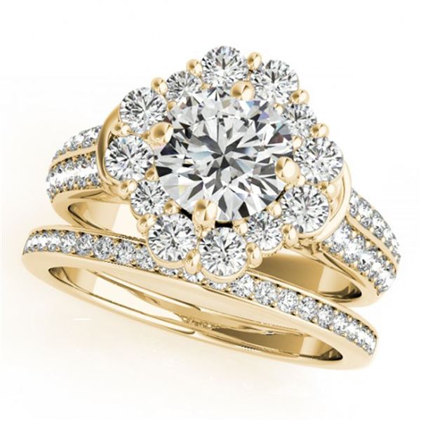 3.03 ctw Certified VS/SI Diamond 2pc Wedding Set Halo 14k Yellow Gold - REF-566Y6X