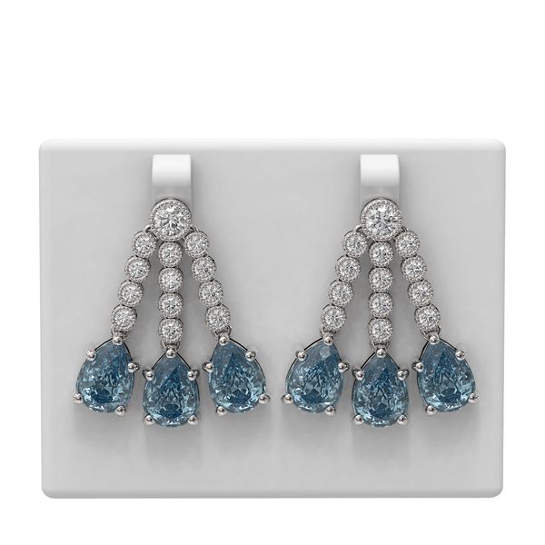 17.82 ctw Blue Topaz & Diamond Earrings 18K White Gold - REF-405X3A