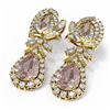 Image 3 : 12.13 ctw Morganite & Diamond Earrings 18K Yellow Gold - REF-647W3H