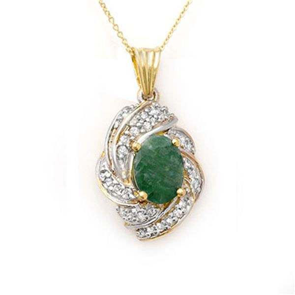 3.17 ctw Emerald & Diamond Pendant 14k Yellow Gold - REF-81A8N