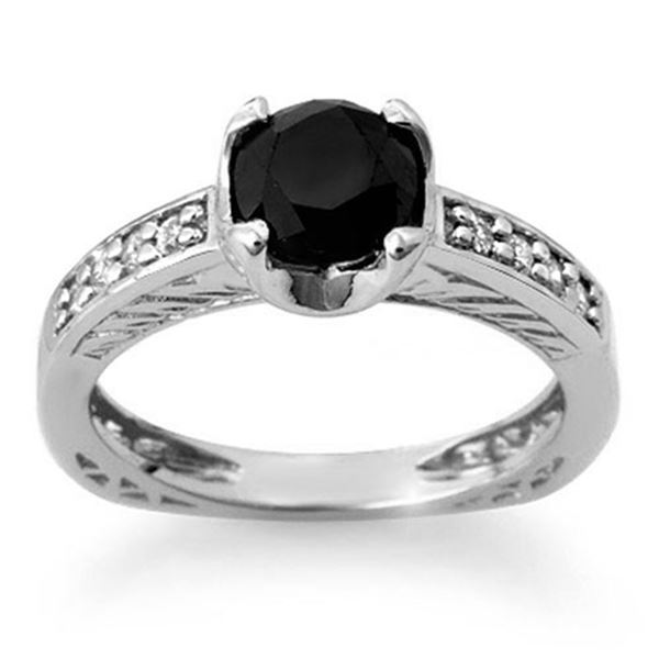 1.85 ctw VS Certified Black & White Diamond Ring 14k White Gold - REF-92F2M
