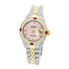 Image 2 : Rolex Ladies Two Tone 14K Gold/ss, Roman Dial with Diam/Ruby Bezel, Sapphire Crystal - REF-428Y6X