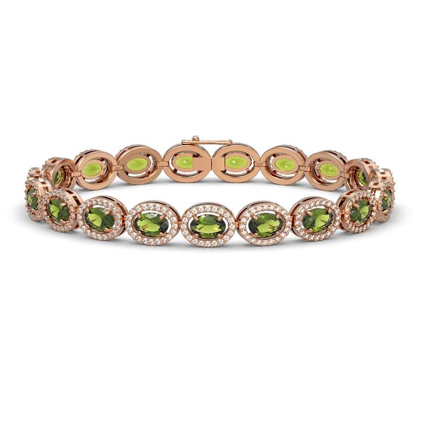 13.87 ctw Tourmaline & Diamond Micro Pave Halo Bracelet 10k Rose Gold - REF-309H3R