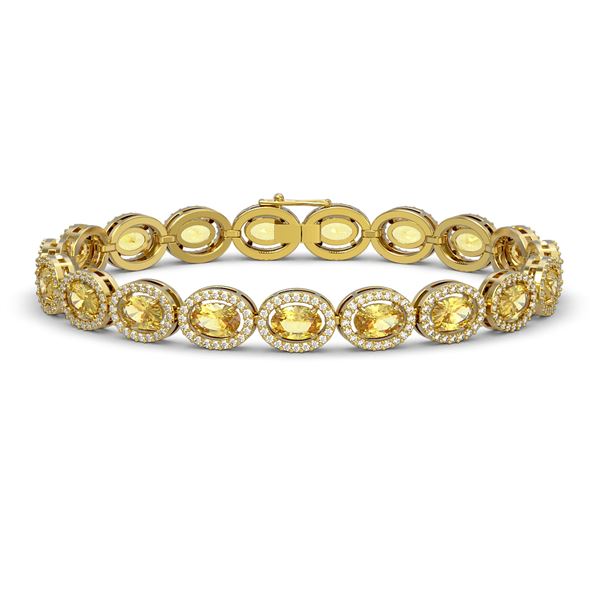 12.73 ctw Fancy Citrine & Diamond Micro Pave Halo Bracelet 10k Yellow Gold - REF-263X6A