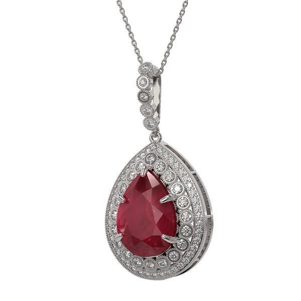 15.87 ctw Certified Ruby & Diamond Victorian Necklace 14K White Gold - REF-330F2M