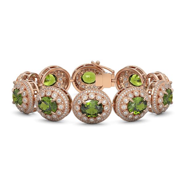 44.22 ctw Tourmaline & Diamond Victorian Bracelet 14K Rose Gold - REF-1342N4F