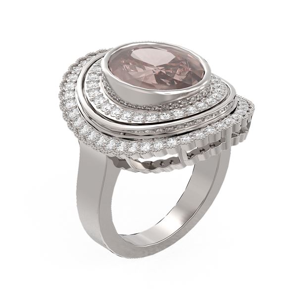 6.46 ctw Morganite & Diamond Ring 18K White Gold - REF-445H5R