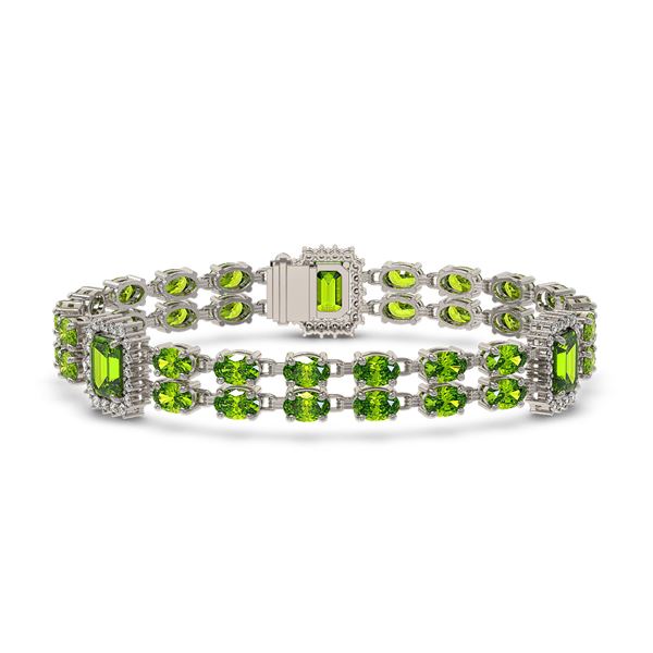 17.64 ctw Peridot & Diamond Bracelet 14K White Gold - REF-256F5M