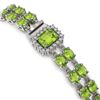 Image 3 : 17.64 ctw Peridot & Diamond Bracelet 14K White Gold - REF-256F5M