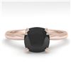 Image 1 : 3.0 ctw Cushion Black Diamond Engagment Designer Ring 14k Rose Gold - REF-97H5R