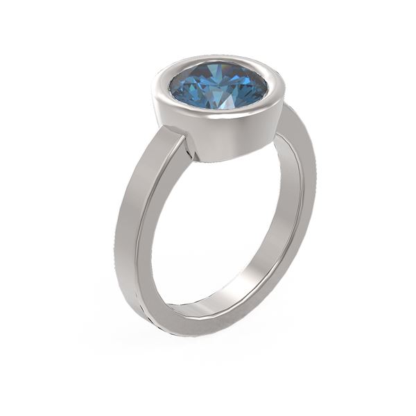 2 ctw Intense Blue Diamond Ring 18K White Gold - REF-527Y3X