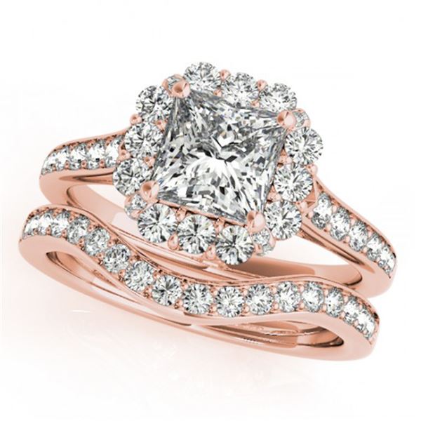 1.75 ctw Certified VS/SI Princess Diamond 2pc Set Halo 14k Rose Gold - REF-341X9A