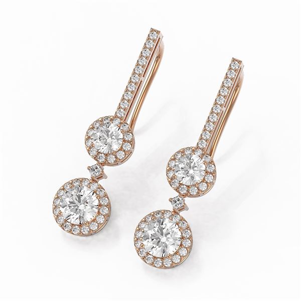 2.5 ctw Diamond Designer Earrings 18K Rose Gold - REF-267M2G