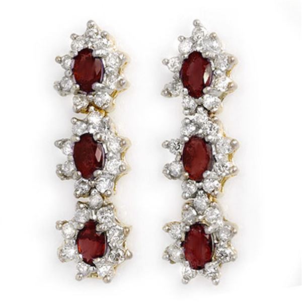 2.81 ctw Ruby & Diamond Earrings 14k Yellow Gold - REF-143M6G
