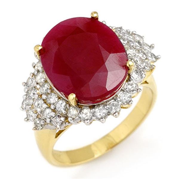 8.32 ctw Ruby & Diamond Ring 14k Yellow Gold - REF-170N2F