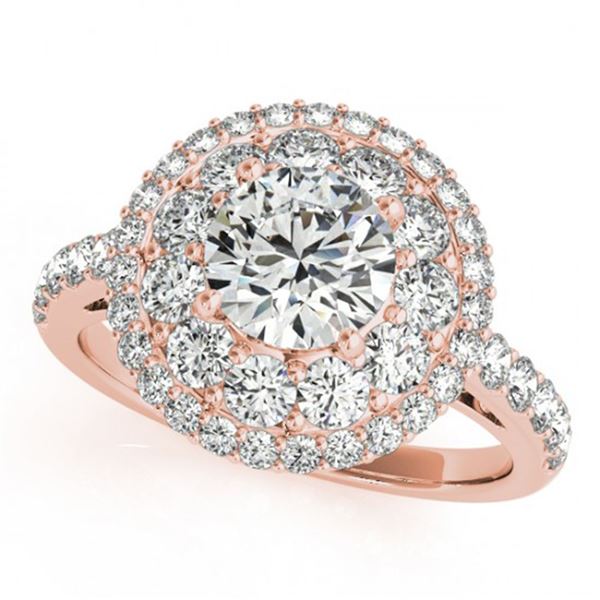1.5 ctw Certified VS/SI Diamond Halo Ring 18k Rose Gold - REF-135A2N