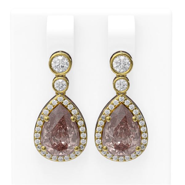 2.5 ctw Morganite & Diamond Earrings 18K Yellow Gold - REF-142M8G