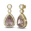 Image 2 : 2.5 ctw Morganite & Diamond Earrings 18K Yellow Gold - REF-142M8G