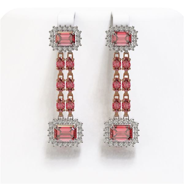 11.38 ctw Tourmaline & Diamond Earrings 14K Rose Gold - REF-245H3R