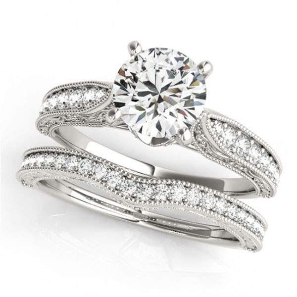 1.41 ctw Certified VS/SI Diamond 2pc Wedding Set Antique 14k White Gold - REF-290X5A