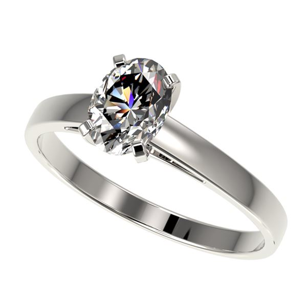1 ctw Certified VS/SI Quality Oval Diamond Solitaire Ring 10k White Gold - REF-243F2M