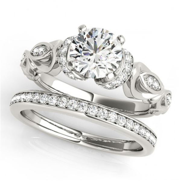 0.95 ctw Certified VS/SI Diamond 2pc Wedding Set Antique 14k White Gold - REF-122N6F
