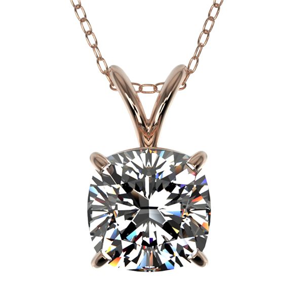 1.25 ctw Certified VS/SI Quality Cushion Diamond Necklace 10k Rose Gold - REF-325F2M