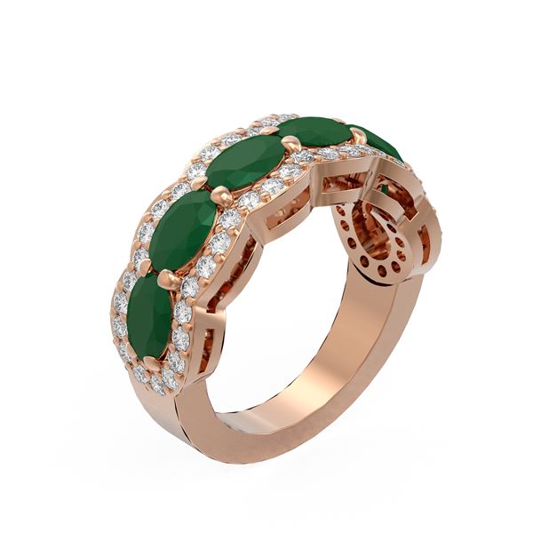 5.03 ctw Emerald & Diamond Ring 18K Rose Gold - REF-133X5A