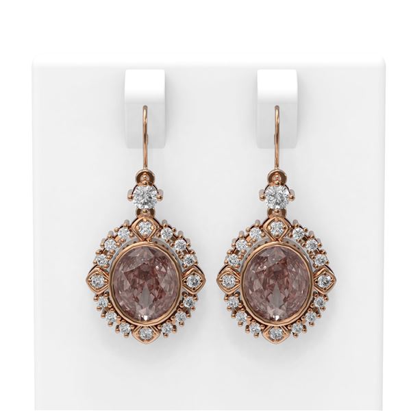 8.98 ctw Morganite & Diamond Earrings 18K Rose Gold - REF-300W2H