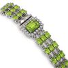 Image 3 : 26.14 ctw Peridot & Diamond Bracelet 14K White Gold - REF-327H3R