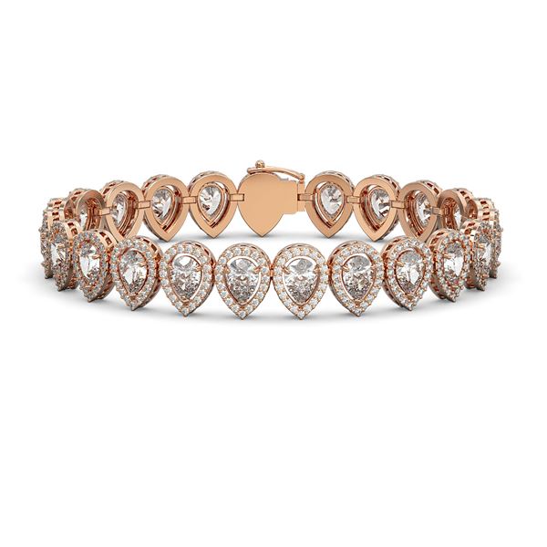 18.55 ctw Pear Cut Diamond Micro Pave Bracelet 18K Rose Gold - REF-2549W2H