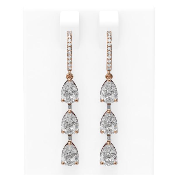 4.96 ctw Pear Diamond Earrings 18K Rose Gold - REF-887M2G