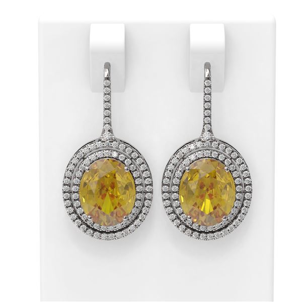 8.23 ctw Canary Citrine & Diamond Earrings 18K White Gold - REF-245K5Y